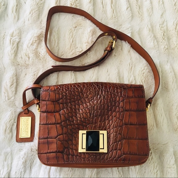 Badgley Mischka Croc skin leather shoulder bag - Picture 1 of 5